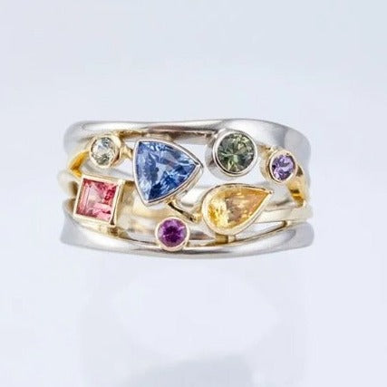 Vintage Sparkling Multicolored Zirconia Ring - Celine