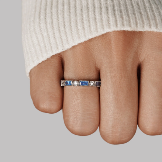 Chic ring adorned with magnificent blue inlays - Eve