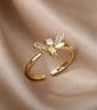 Adjustable gold ring in elegant bee design - Sofie