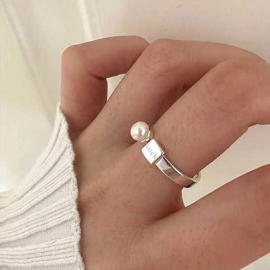 Elegant Silver pearl ring - Lousiane
