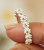 Adjustable 925 Sterling Silver Ring with Hand-Enamelled Daisies - Mary