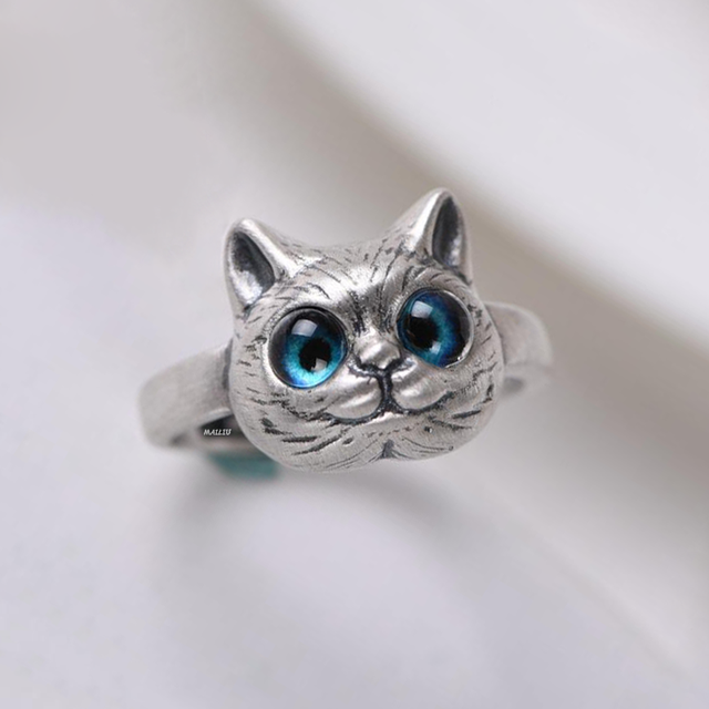Adjustable Silver Ring for Cat Lovers  - Wangs