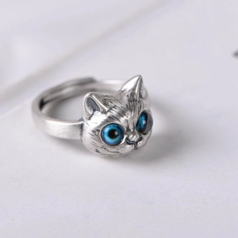 Adjustable Silver Ring for Cat Lovers  - Wangs