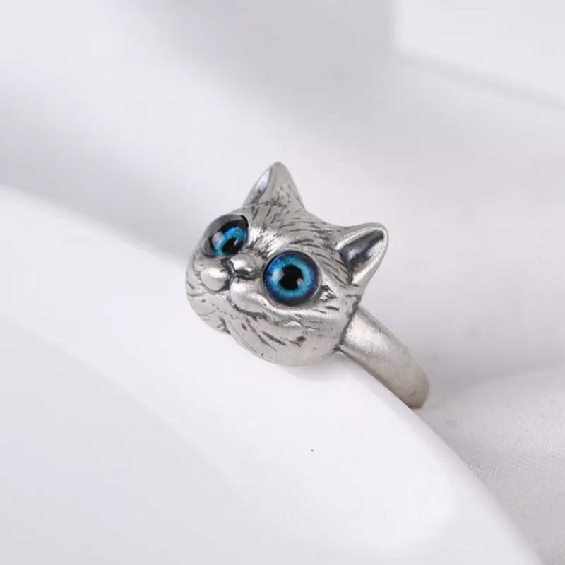 Adjustable Silver Ring for Cat Lovers  - Wangs