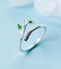 Elegant Silver Ring with Adjustable Leaf Design - Flatten