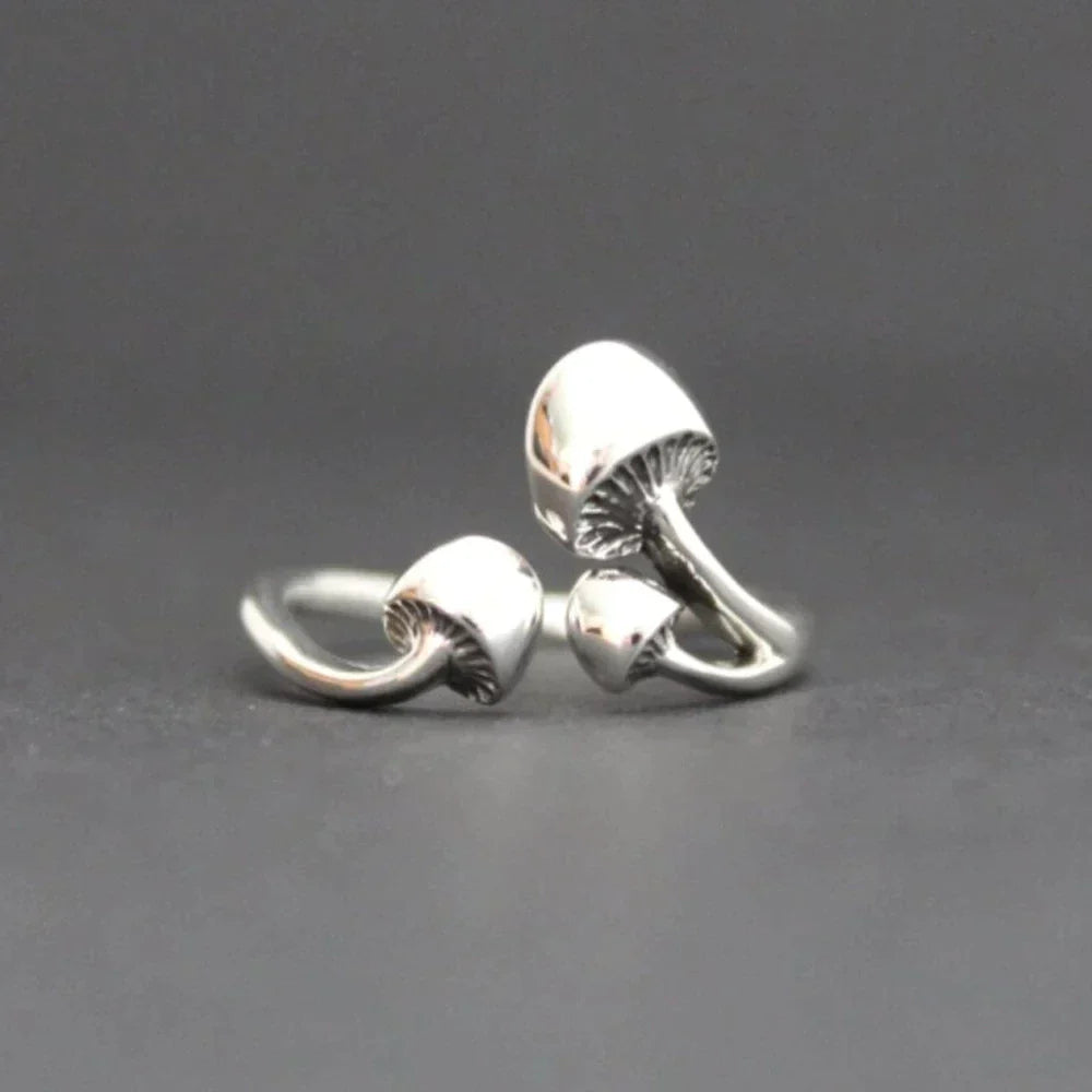 Gothic Silver Ring Inspired by Mushrooms - Finseth