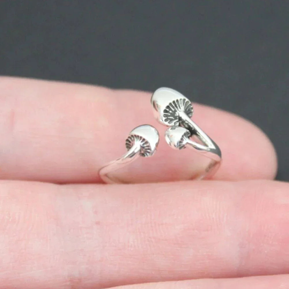 Gothic Silver Ring Inspired by Mushrooms - Finseth