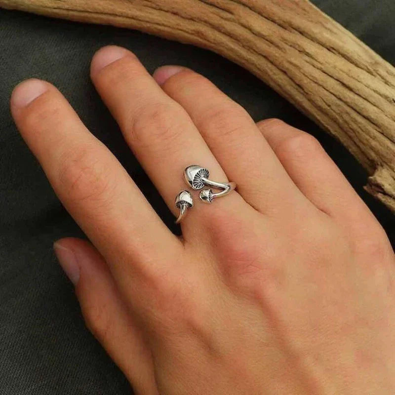 Gothic Silver Ring Inspired by Mushrooms - Finseth