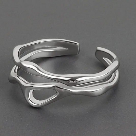 Open design silver ring with organic shape -Rudd