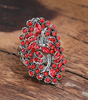 Refined silver ring set with a spectacular red crystal - Ragna