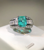 Refined silver ring set with elegant turquoise crystal - Edmée