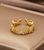 Adjustable gold ring with elegant butterflies - Birgit