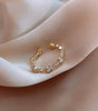 Elegant gold ring with White Opal and adjustable design - Eline