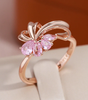 Refined floral ring in sparkling pink zirconium - Orianne