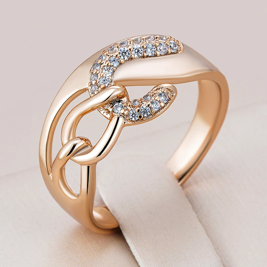 Refined ring in sparkling gold with knotted design - Marielle