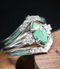 Retro ring in brilliant turquoise enamel - Janne