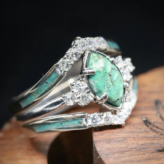Retro ring in brilliant turquoise enamel - Janne