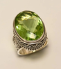 Elegant vintage olive glass ring - Beatrix