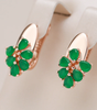 Refined earrings with emerald green crystal flowers - Gabriella