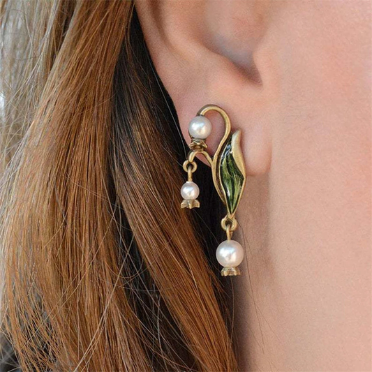 Elegant Enamel and Pearl Boho Chic Earrings - Alexis