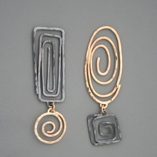 Dazzling Boho Spiral Earrings with Gold and Silver Details - Cora
