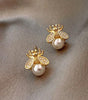 Refined pearl Gold bee earrings - Becket