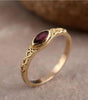 Golden vintage ring with red crystal - Marianne